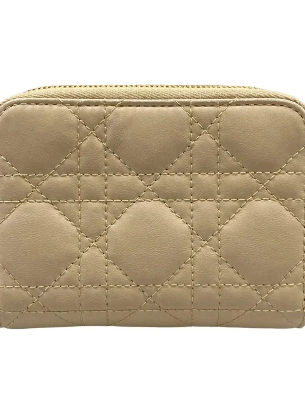DIOR/ChristianDior Dior Caro Beige Leather Bifold Wallet